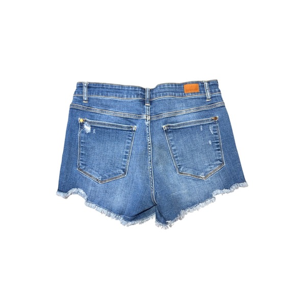 Judy Blue Distressed Cut Off Denim Shorts Wash Blue Womens Size XL Mid Rise - Picture 2 of 3
